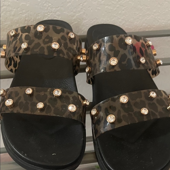 Vince Camuto Leopard Rhinestone Sandals - Picture 1 of 4